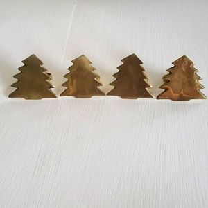 Four Vintage Brass Tree Napkin Rings